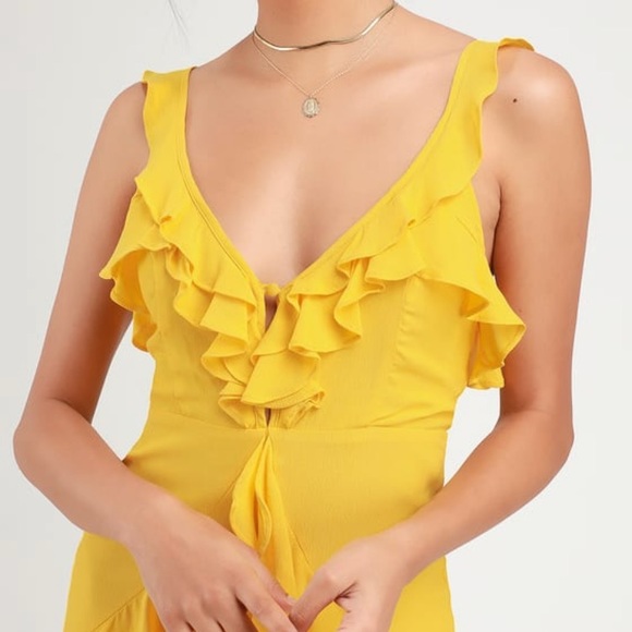 Lulu's Yellow Ruffle Mini Dress - Picture 4 of 7